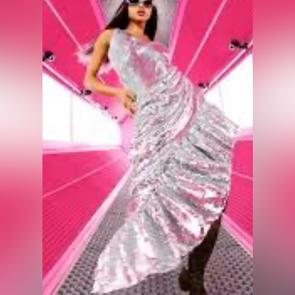 New H&M studio asymmetrical Silver sexy Sequin Dress XXS  NWT - Picture 6 of 8